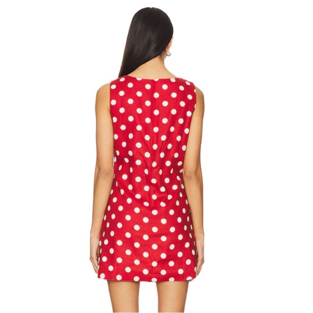 NEW Posse Alice Mini Dress in Polka Dot Red White Linen Cotton Small - Picture 2 of 5